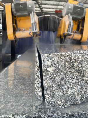 Taglierina automatica per bordi di lastre ad arco a doppia lama