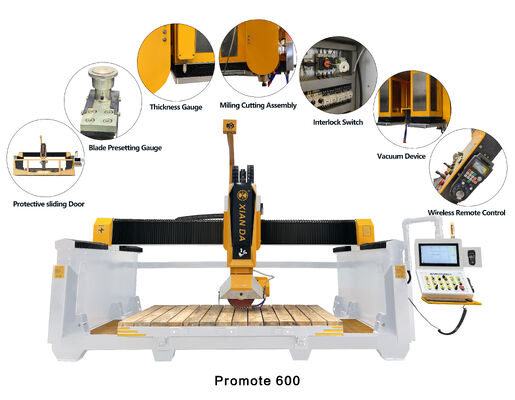 Macchina automatica a ponte a 5 assi con sistema DDX per la lavorazione della pietra e dimensioni massime 3200x2000mm