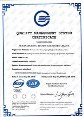 La CINA Fujian Xianda Machinery co.,ltd Certificazioni